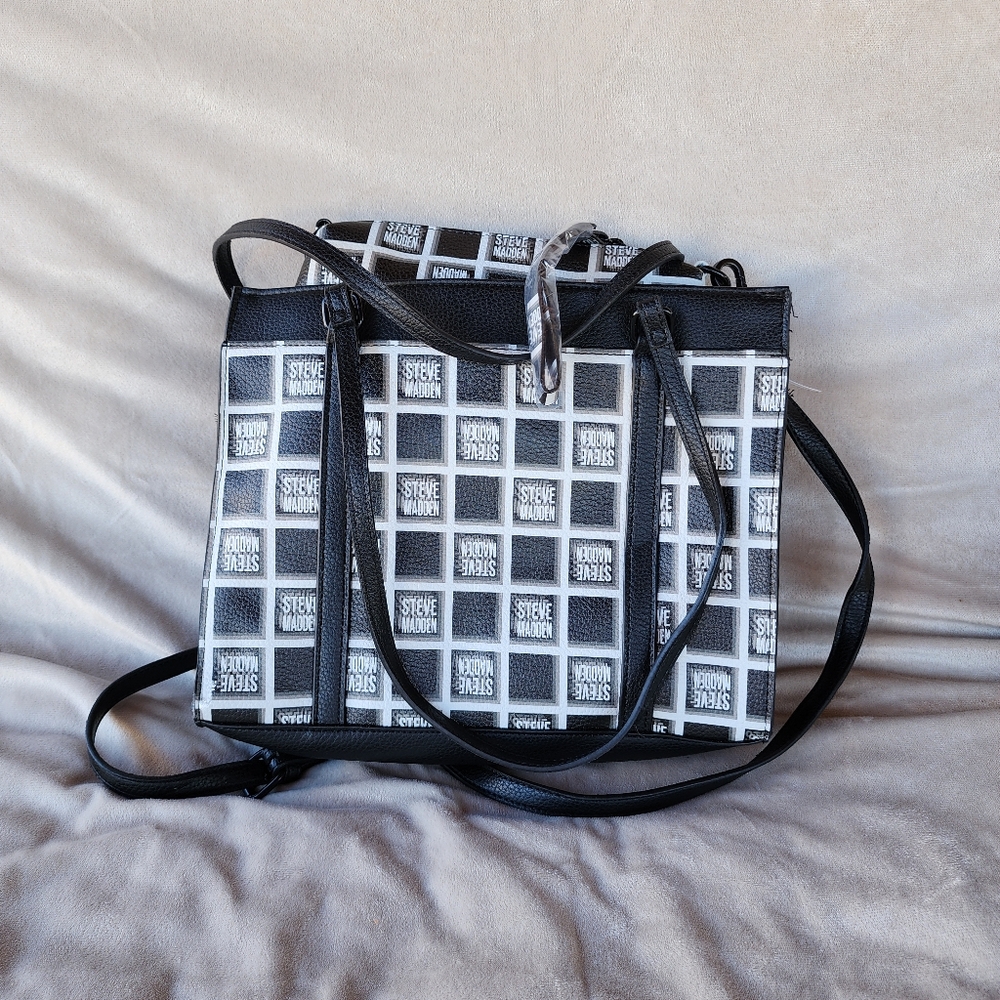STEVE MADDEN BLivonia Medium Logo Tote w/ Detachable Crossbody Bag - Picture 5 of 9